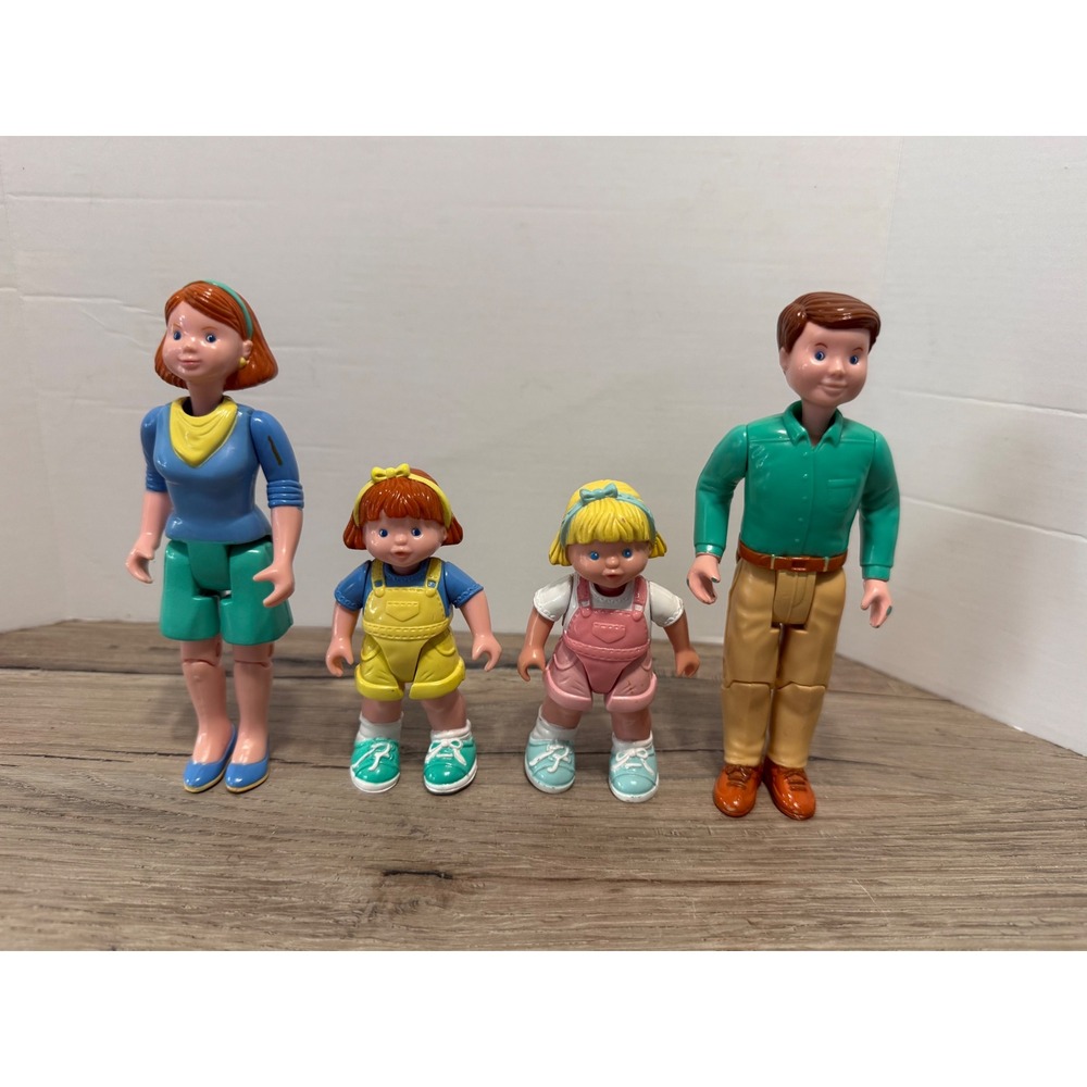 Vintage 1993 Fisher Price Loving Family Dollhouse Figures Mom Dad Twins Set 4pc